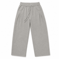 Light Grey Wide-Leg Curved Pocket Sweatpants - Sweatpants - Darkdxb