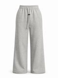 Light Grey Wide-Leg Drawstring Sweatpants - Darkdxb