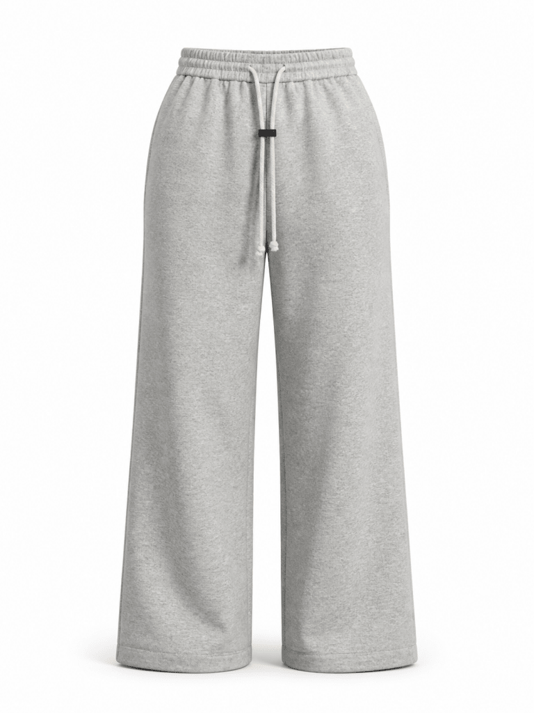 Light Grey Wide-Leg Drawstring Sweatpants - Darkdxb