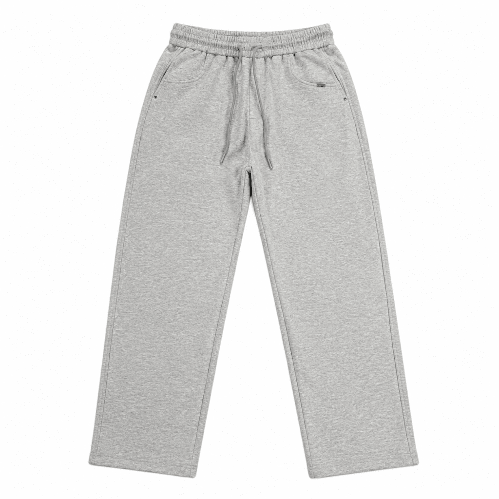 Light Grey Wide Leg Sweatpants – Premium Cotton Blend Casual Joggers - Darkdxb