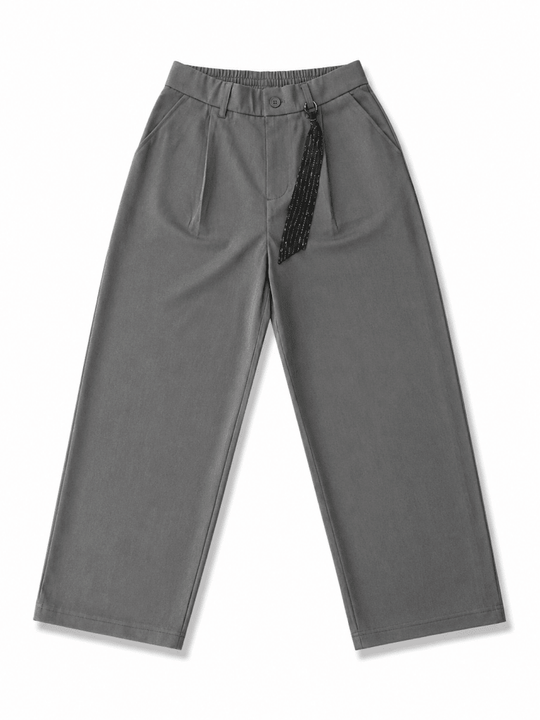 Light Grey Wide-Leg Trousers – Contemporary Relaxed Fit - Darkdxb