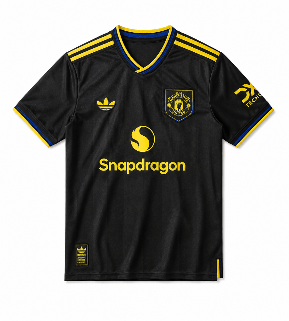 Manchester United Black Third Football Jersey – Snapdragon Edition | Premium Fan Shirt - Darkdxb