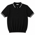 Men’s Black Half-Zip Striped Knit Polo Shirt - Darkdxb