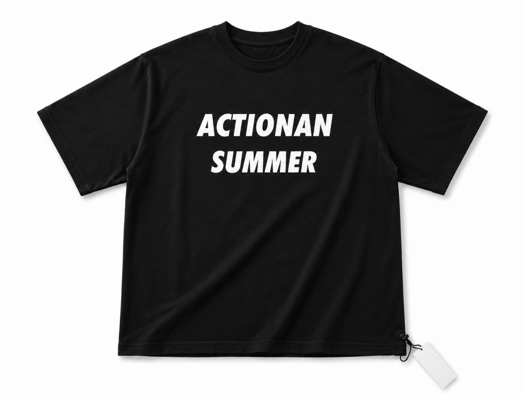 Men's Black Oversized Graphic T-Shirt – Actionan Summer Streetwear Tee - Darkdxb