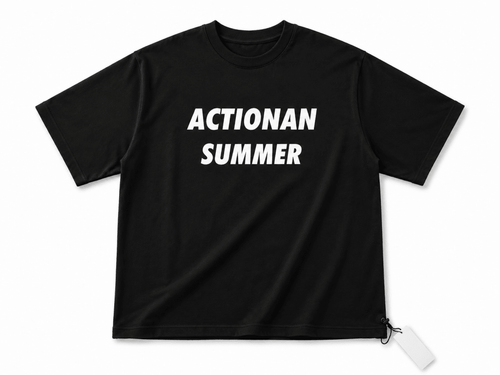 Men's Black Oversized Graphic T-Shirt – Actionan Summer Streetwear Tee - Darkdxb