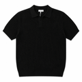 Men’s Black Ribbed Knit Polo Shirt - Darkdxb