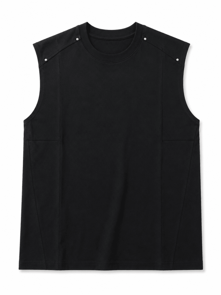 Men’s Black Shoulder Detail Sleeveless Tank Top - Darkdxb