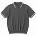 Men’s Charcoal Grey Half-Zip Knit Polo Shirt - Darkdxb