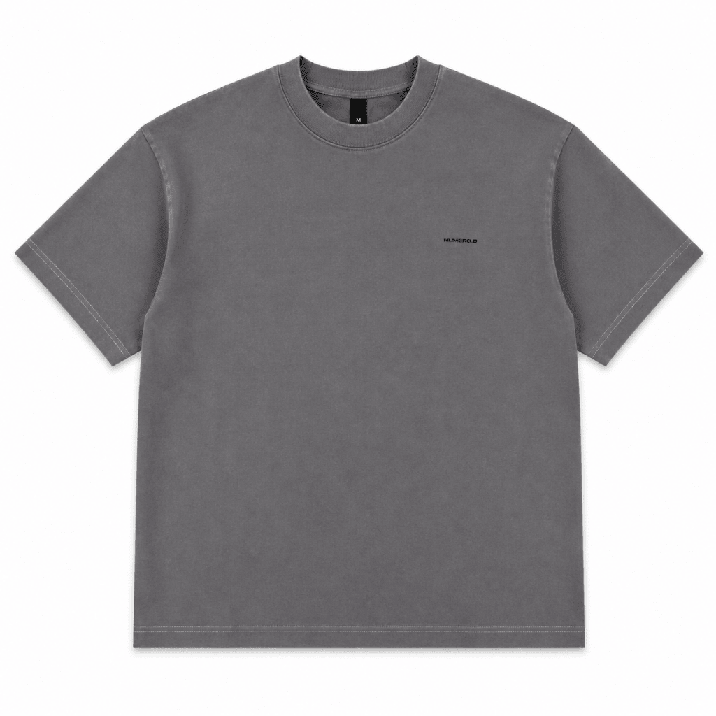 Men’s Charcoal Grey Minimal Logo Oversized T-Shirt - Darkdxb