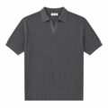 Men’s Charcoal Ribbed Knit Polo Shirt - Darkdxb