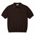 Men’s Chocolate Brown Ribbed Knit Polo Shirt - Darkdxb