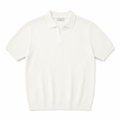 Men’s Cream Ribbed Knit Polo Shirt - Darkdxb