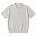 Men’s Light Grey Knit Polo – Zip Collar Minimal Style - Darkdxb
