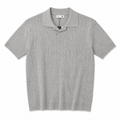 Men’s Light Grey Ribbed Knit Polo Shirt - Darkdxb