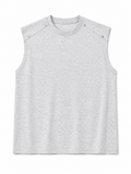 Men’s Light Grey Shoulder Detail Sleeveless Tank Top - Darkdxb