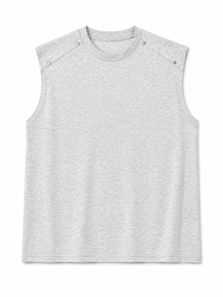 Men’s Light Grey Shoulder Detail Sleeveless Tank Top - Darkdxb