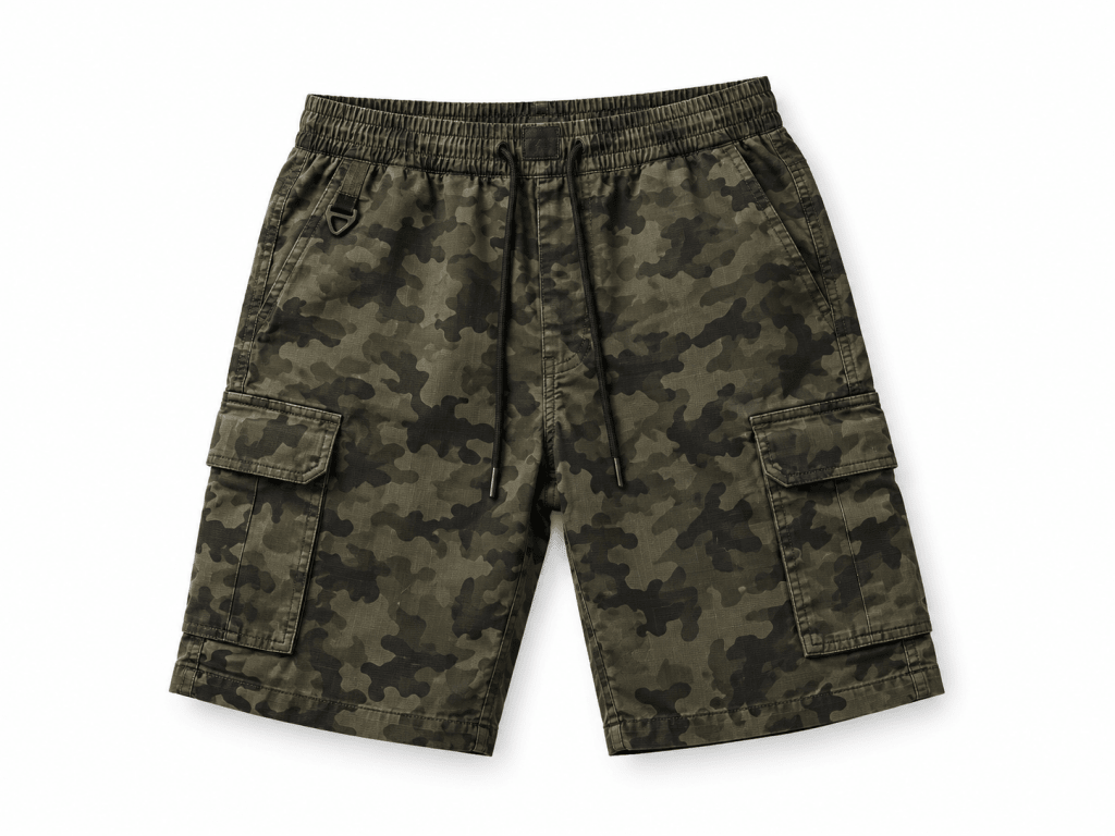 Men’s Olive Camo Cargo Shorts – Military Green Utility Shorts - Darkdxb