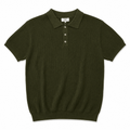 Men’s Olive Green Buttoned Knit Polo Shirt - Darkdxb