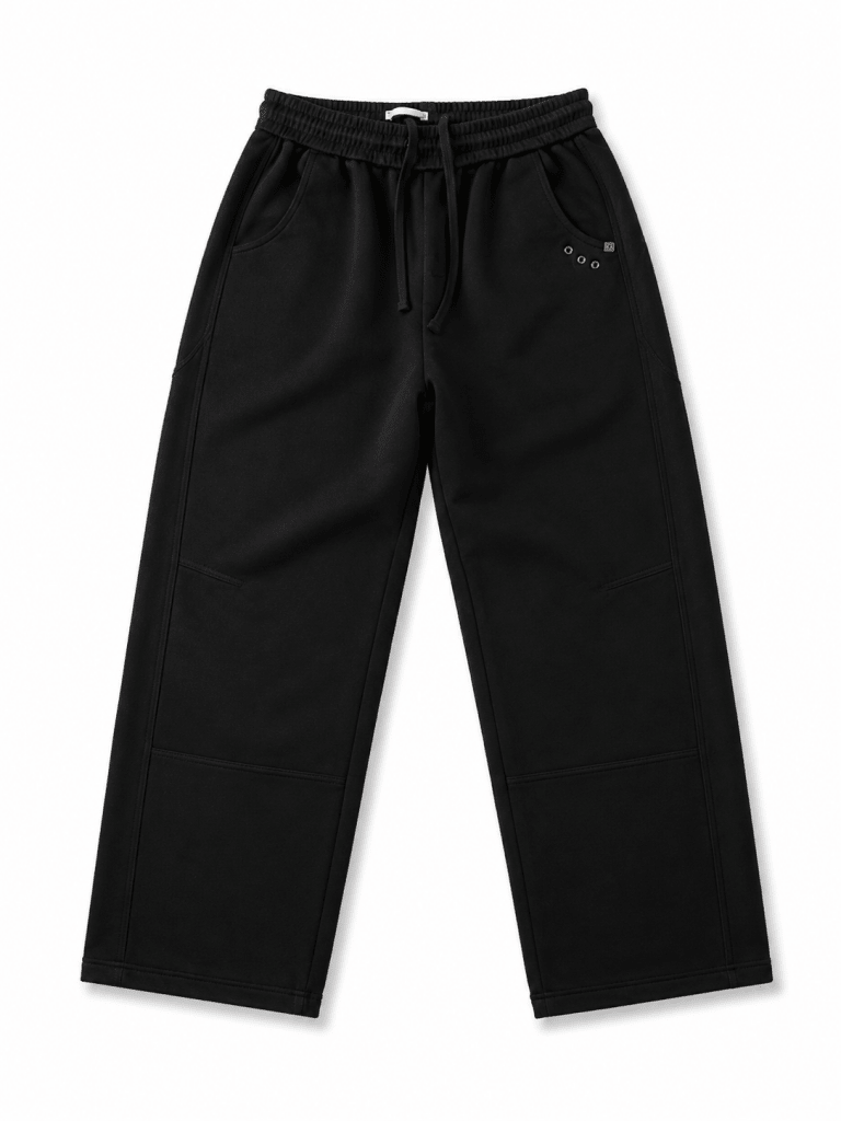 Men's Premium Black Wide-Leg Sweatpants – Modern Relaxed Fit - Darkdxb