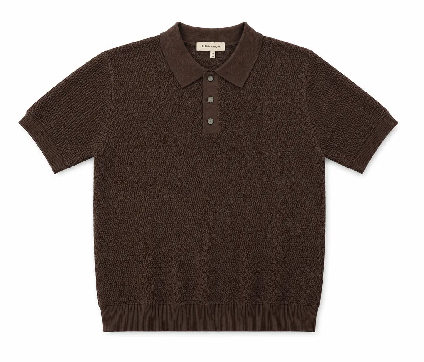 Brown Textured Knit Polo — Oversized Edition