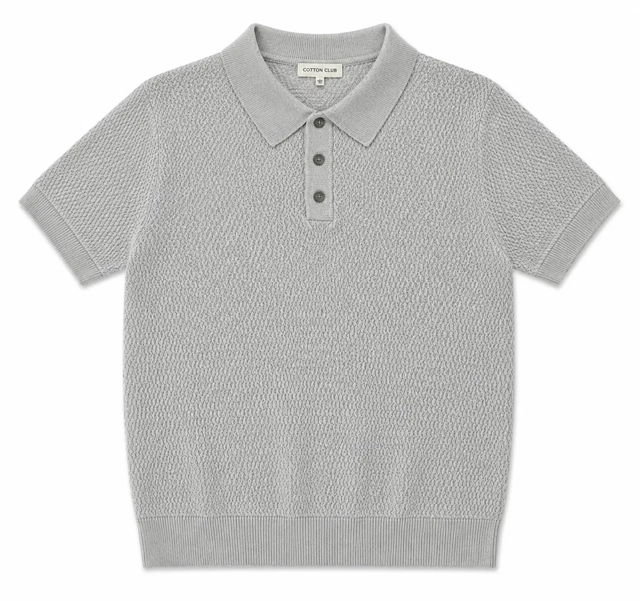 Grey Textured Knit Polo — Premium Edition