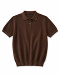 Men's Premium Ribbed Knit Polo Shirt – Coffee Brown | Luxury Smart Casual Polo - Darkdxb