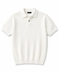 Men's Premium Ribbed Knit Polo Shirt – Ivory White | Luxury Smart Casual Polo - Darkdxb