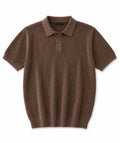 Men's Premium Ribbed Knit Polo Shirt – Mocha Brown | Luxury Smart Casual Polo - Darkdxb