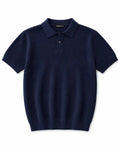 Men's Premium Ribbed Knit Polo Shirt – Navy Blue | Luxury Smart Casual Polo - Darkdxb