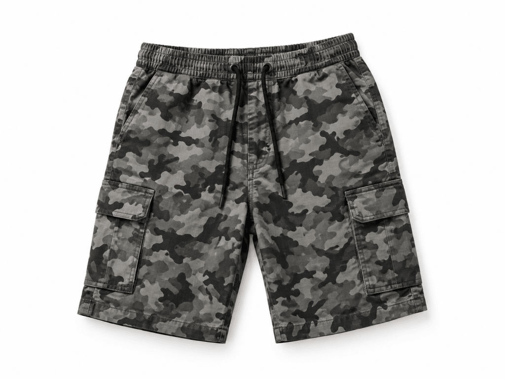 Men’s Urban Camo Cargo Shorts – Grey & Black Utility Shorts - Darkdxb
