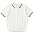 Men’s White Ribbed Zip Polo Shirt - Darkdxb