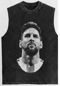 Messi Legacy Sleeveless Oversized Tee – Vintage Washed Black | Premium Streetwear - Darkdxb