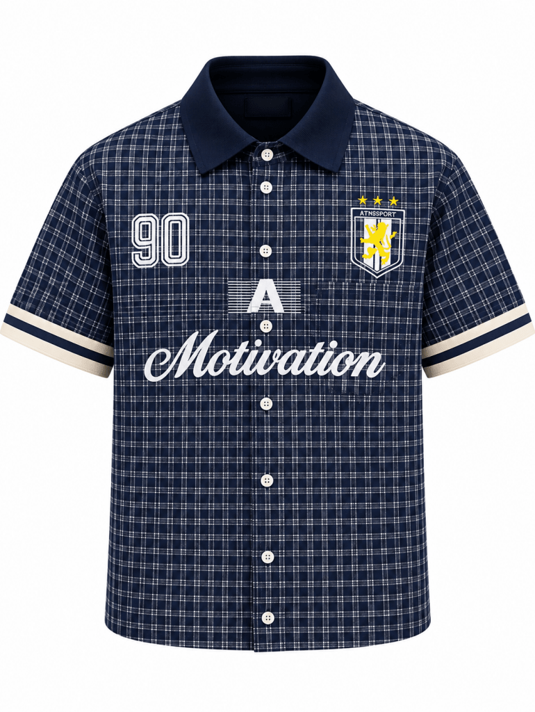 Motivation 90 Check Short Sleeve Shirt – Navy - Shirts - Darkdxb