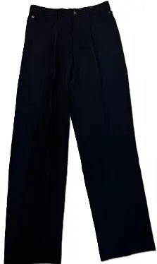 Navy Wide-Leg Formal Trousers — Classic Fit Edition - TROUSERS - Darkdxb