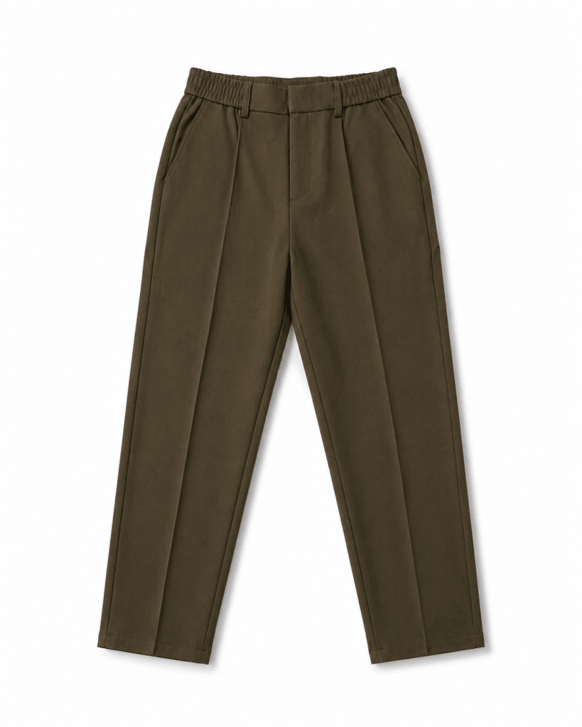Olive Straight-Fit Tailored Trousers - Darkdxb