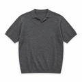 Olive Textured Knit Open Collar Polo Shirt - Shirts - Darkdxb
