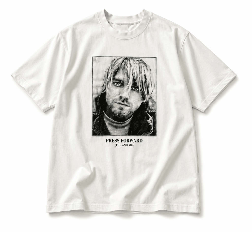 Oversized White Graphic T-Shirt – Press Forward Edition - Darkdxb