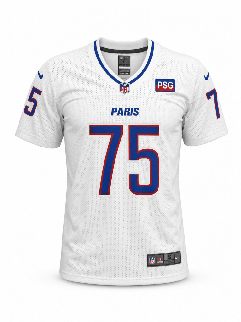 Paris 75 White American Football Jersey – Blue & Red - Darkdxb