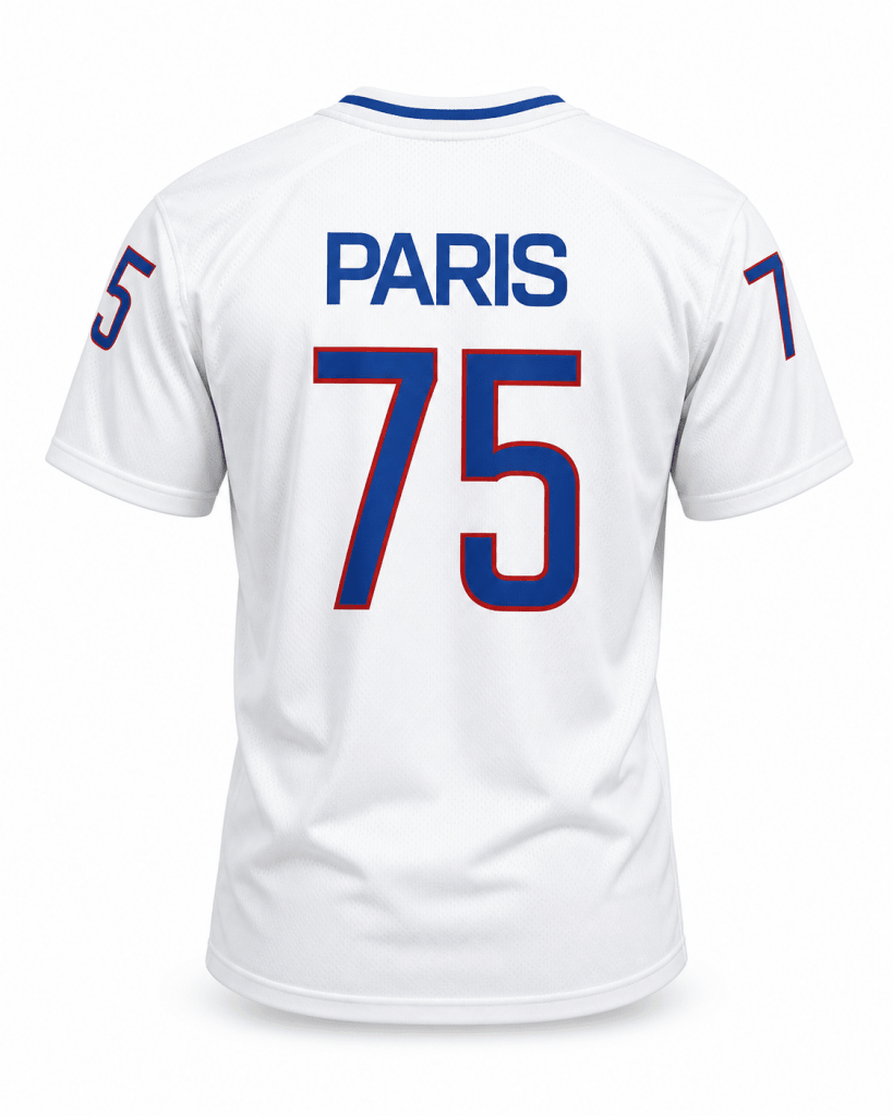 Paris 75 White American Football Jersey – Blue & Red - Darkdxb