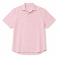Pink Short-Sleeve Linen Shirt – Relaxed Fit - Shirts - Darkdxb