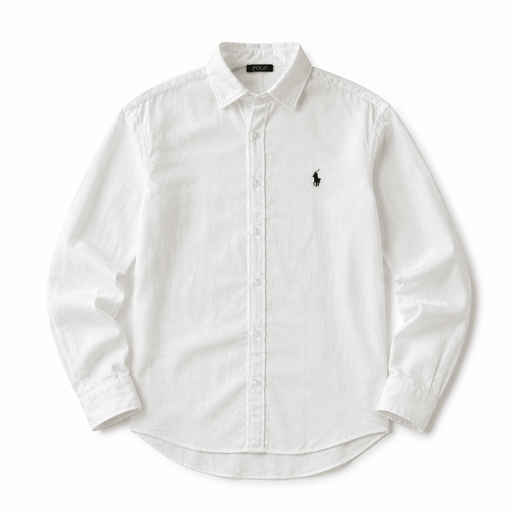 Polo Classic White Button-Up Shirt - Darkdxb
