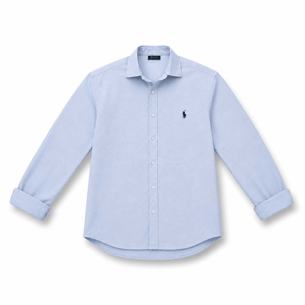 Polo Light Blue Button-Up Shirt - Darkdxb