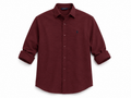 Polo Men's Maroon Textured Button-Up Shirt – Casual Long Sleeve Premium Fit - Darkdxb