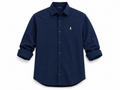 Polo Men's Navy Blue Textured Button-Up Shirt – Premium Casual Long Sleeve - Darkdxb