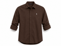 Polo Men's Premium Brown Textured Button-Up Shirt – Casual Long Sleeve - Darkdxb