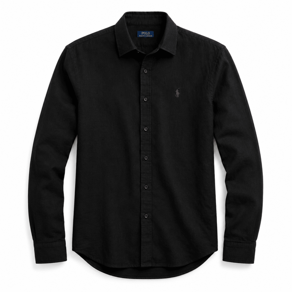 Polo Ralph Lauren Black Long Sleeve Linen Shirt – Premium Casual Button-Up - Darkdxb