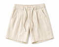 Premium Beige Linen Blend Tailored Drawstring Shorts - Darkdxb