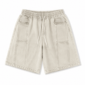 Premium Beige Washed Drawstring Shorts – Relaxed Fit Casual Streetwear - Darkdxb