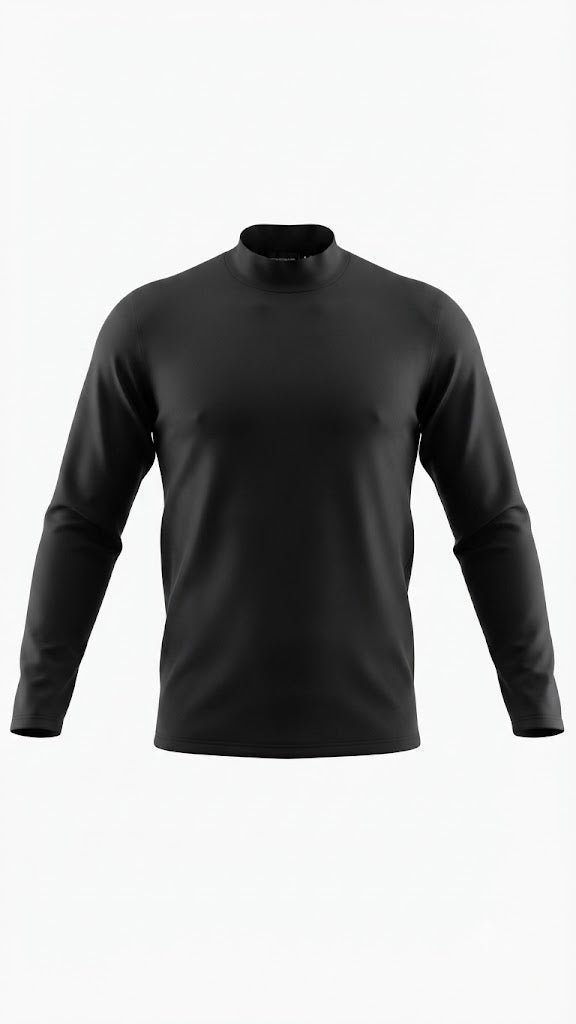 Premium Black Mock Neck Long Sleeve Performance Shirt - Darkdxb