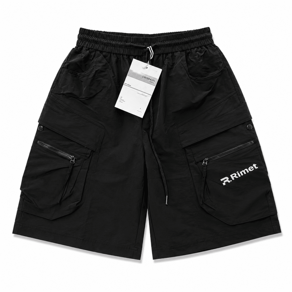 Premium Black Techwear Cargo Shorts – Multi-Pocket Utility Streetwear - Darkdxb